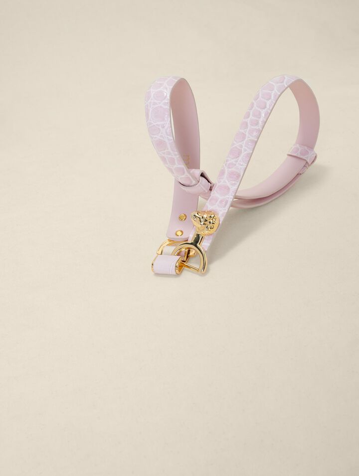 Ceinture fine en cuir à mors lion