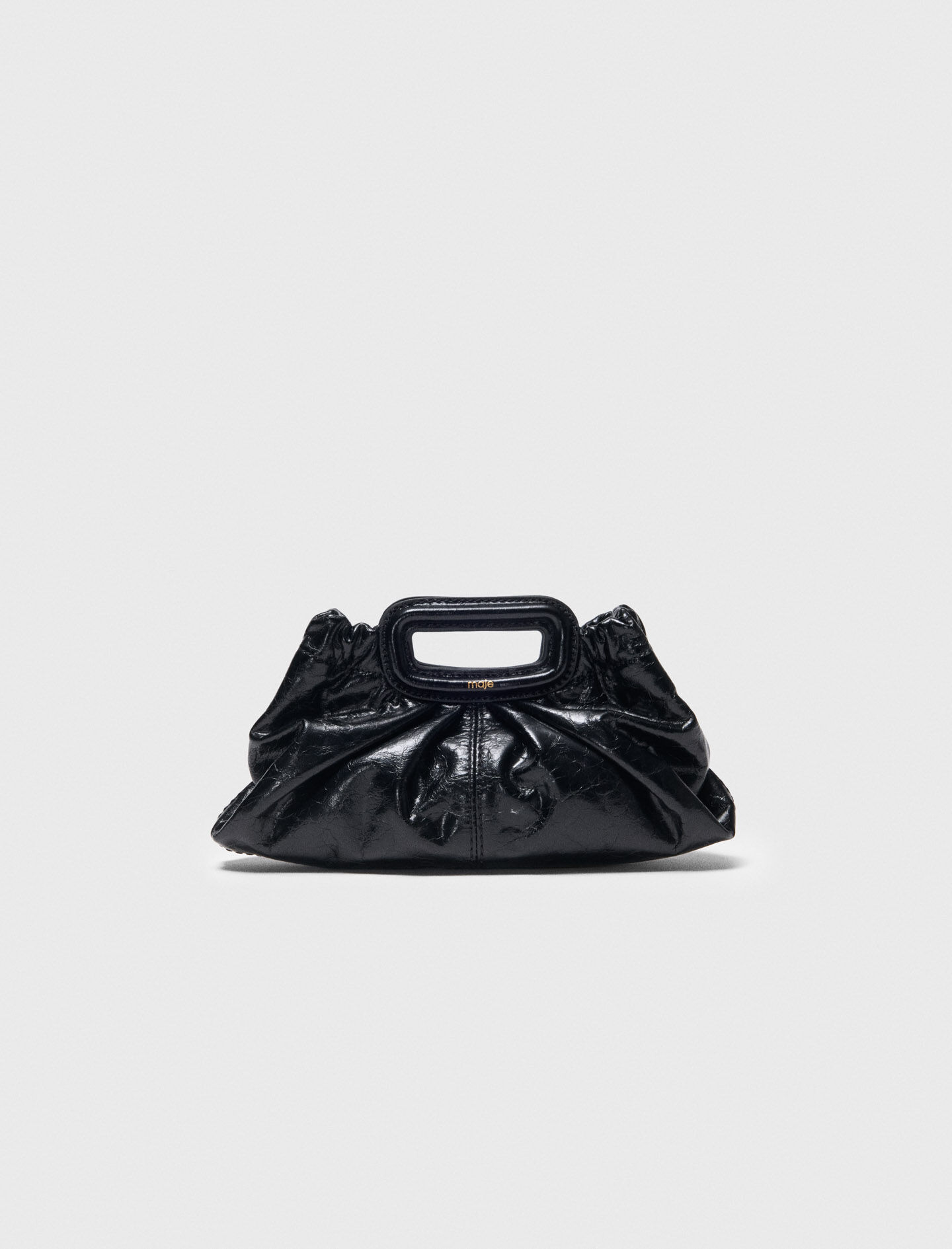 Milpli mini crackled leather clutch Black / Gray For Women | Maje