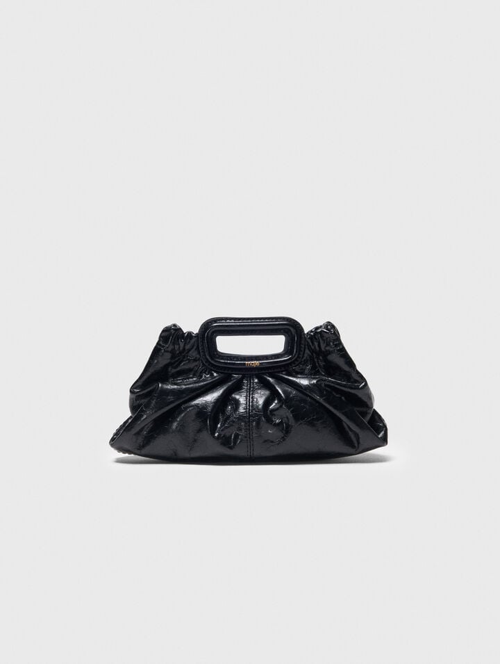 Crackled leather mini clutch