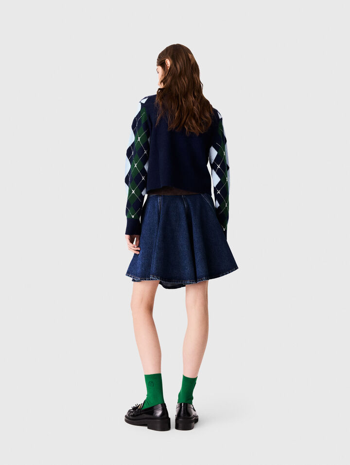 Pull &agrave; motif argyle avec strass