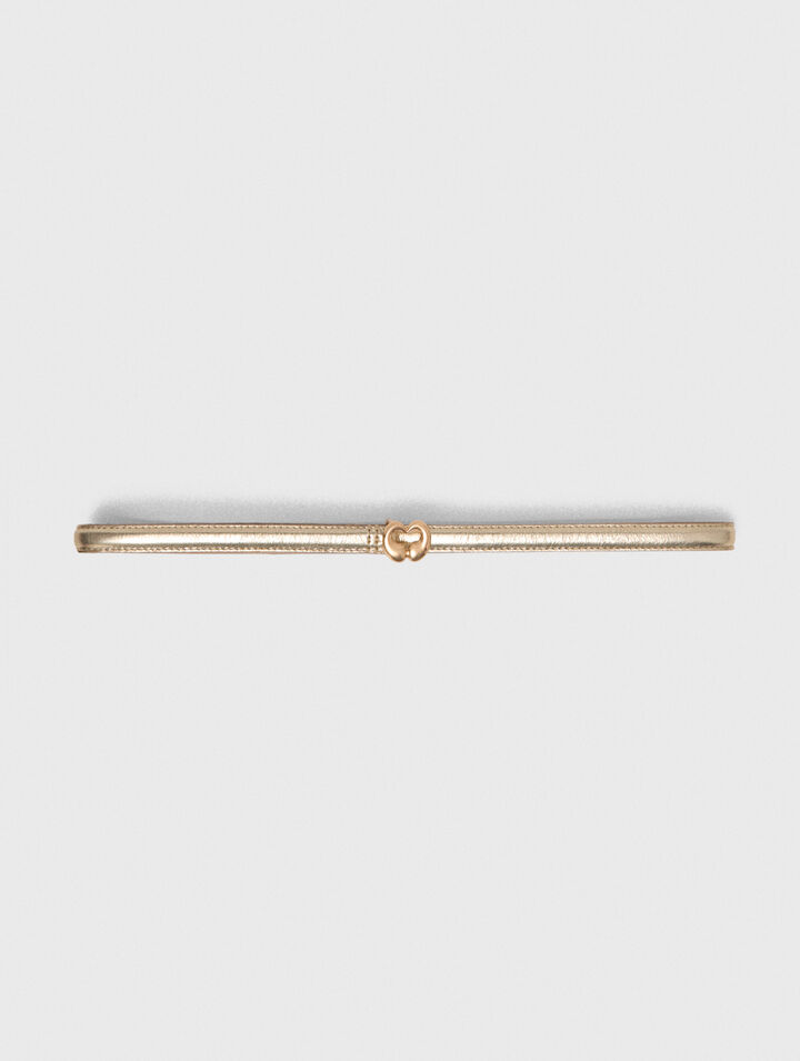 Slim metallic leather belt