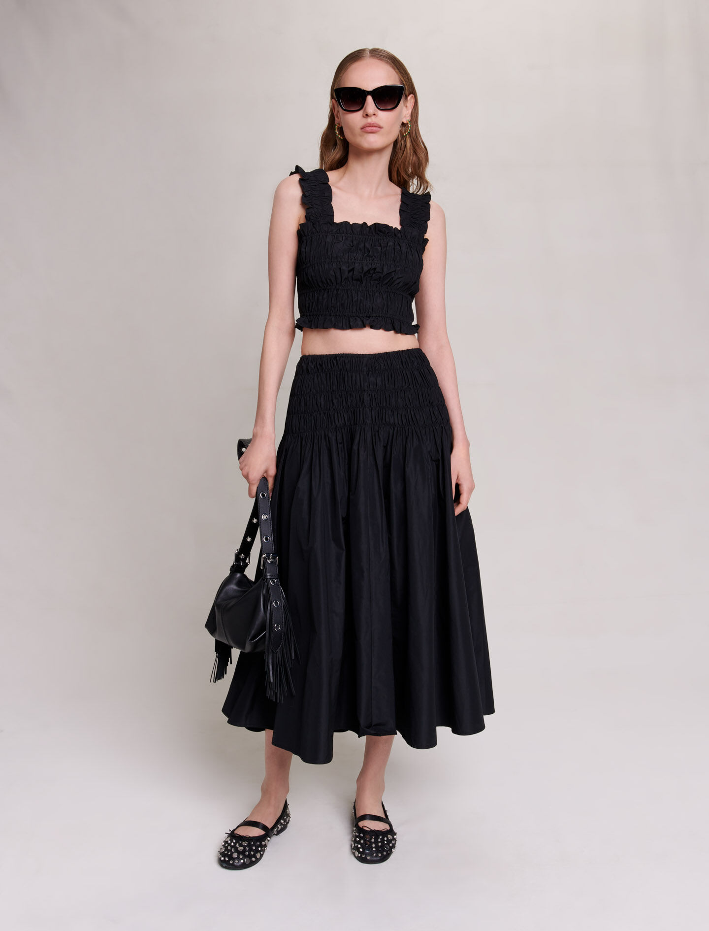 Jupe longue taille smockée shop