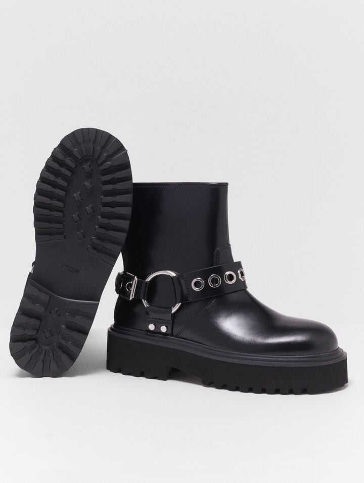 Bottine biker en cuir