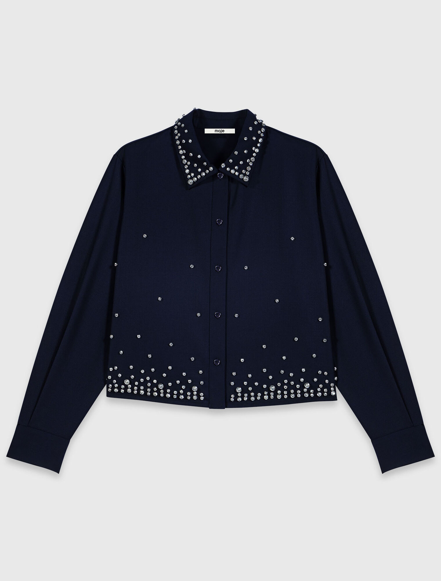 Chemise courte brod&eacute;e de strass