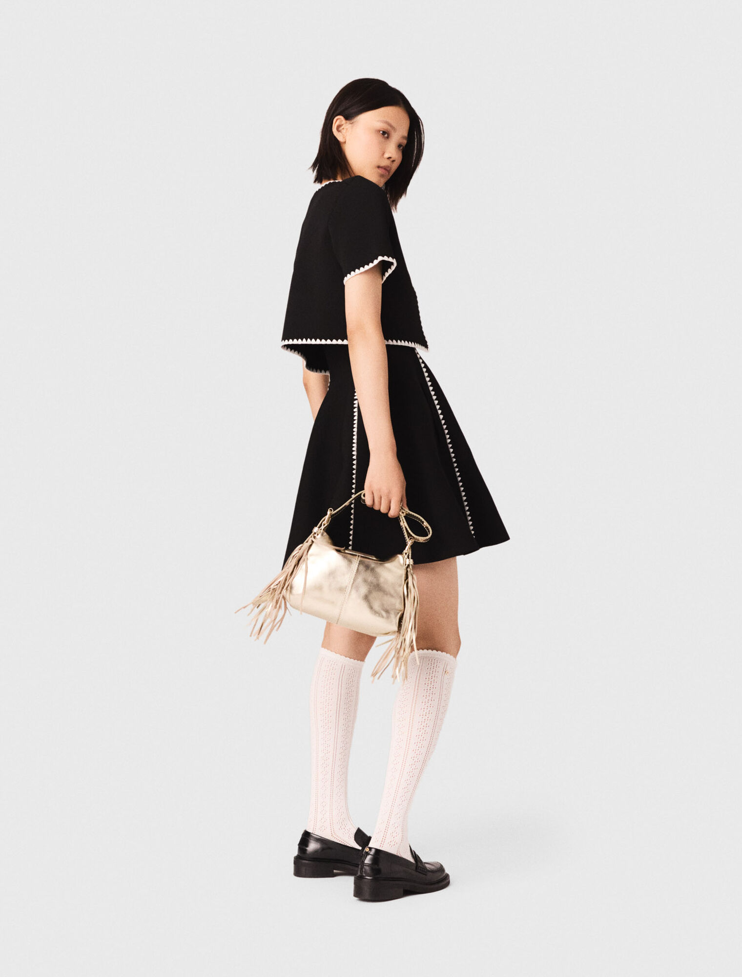 Topstitched cropped cardigan