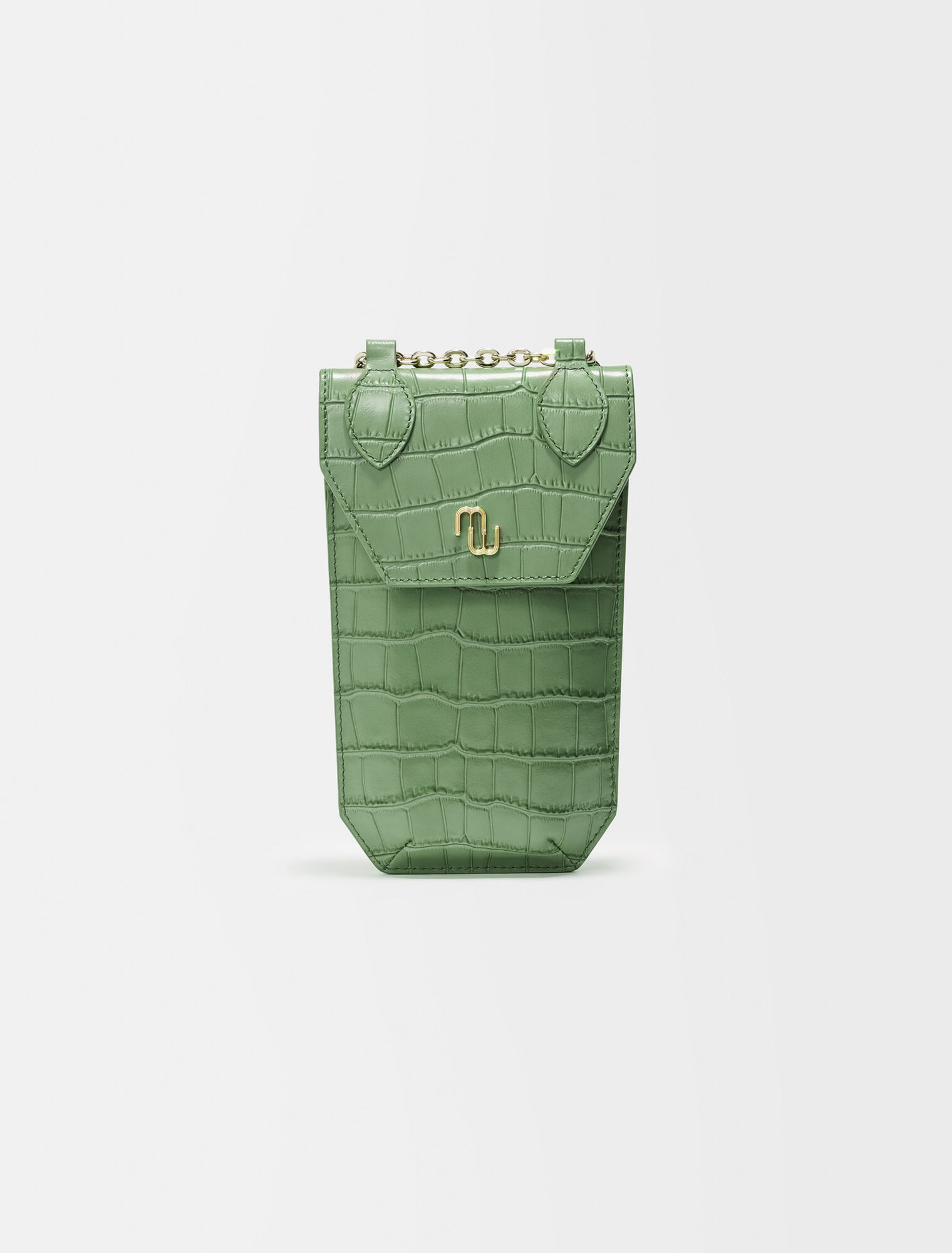 Porte téléphone en cuir embossé croco
