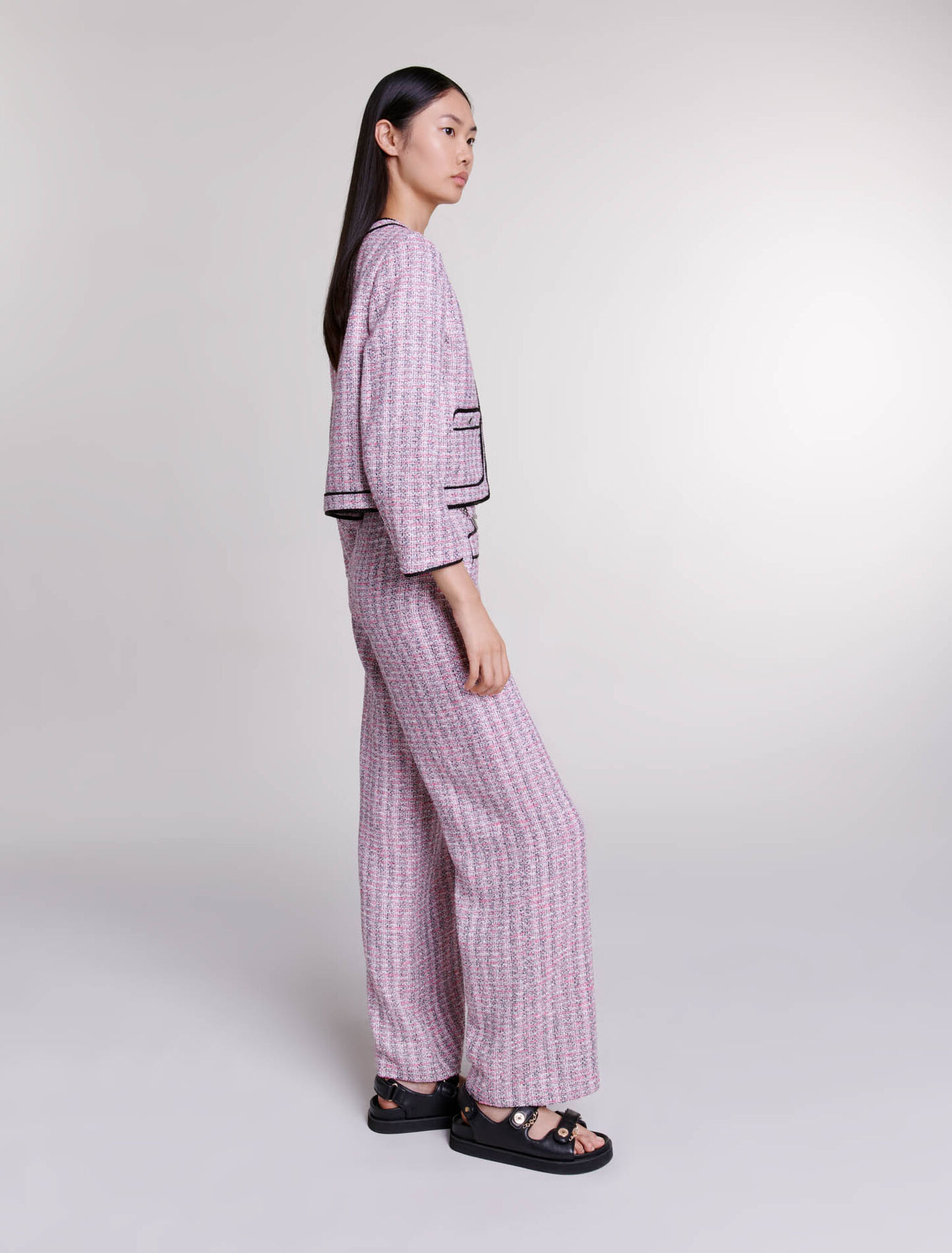 Pantalon large en tweed