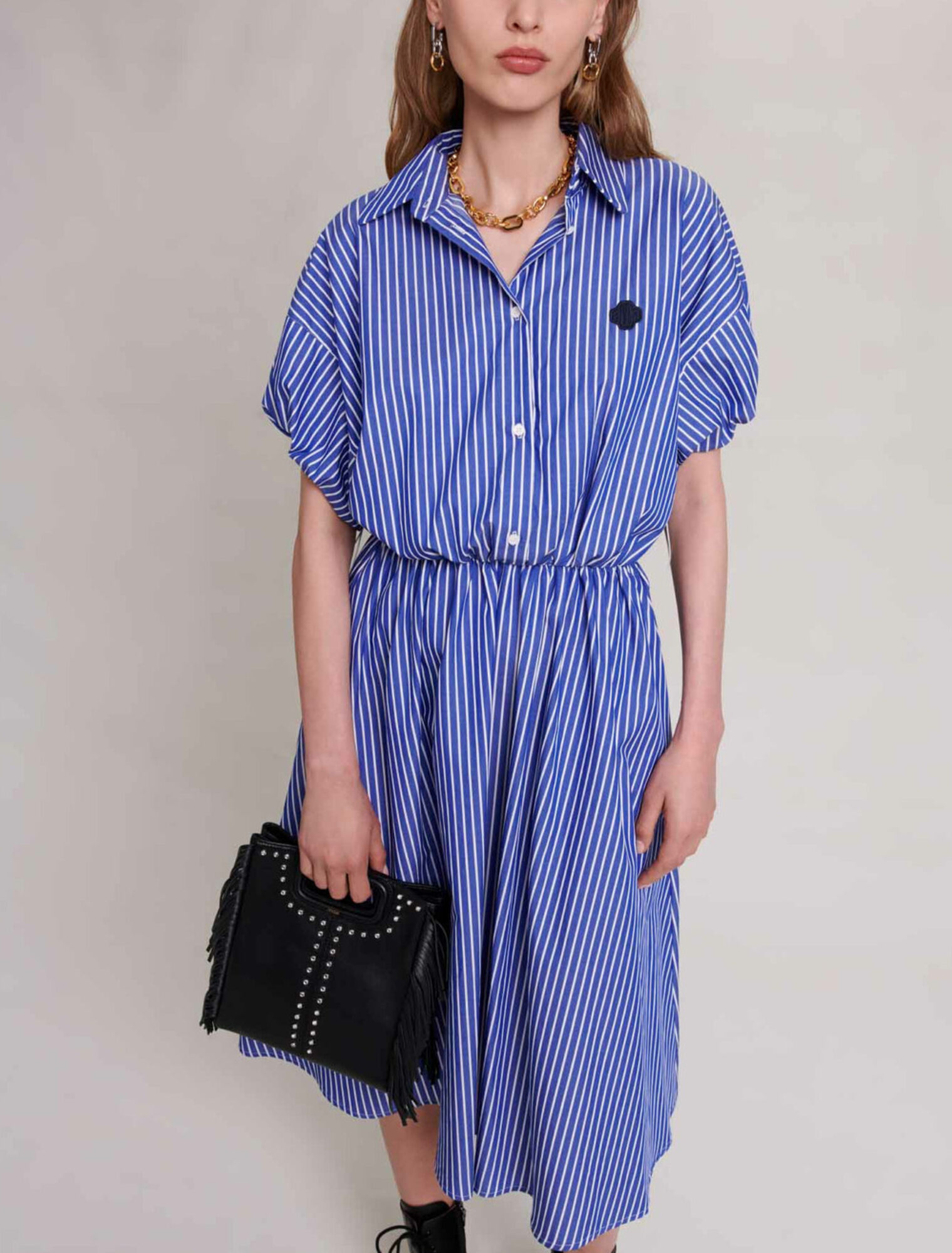 Long striped shirt dress