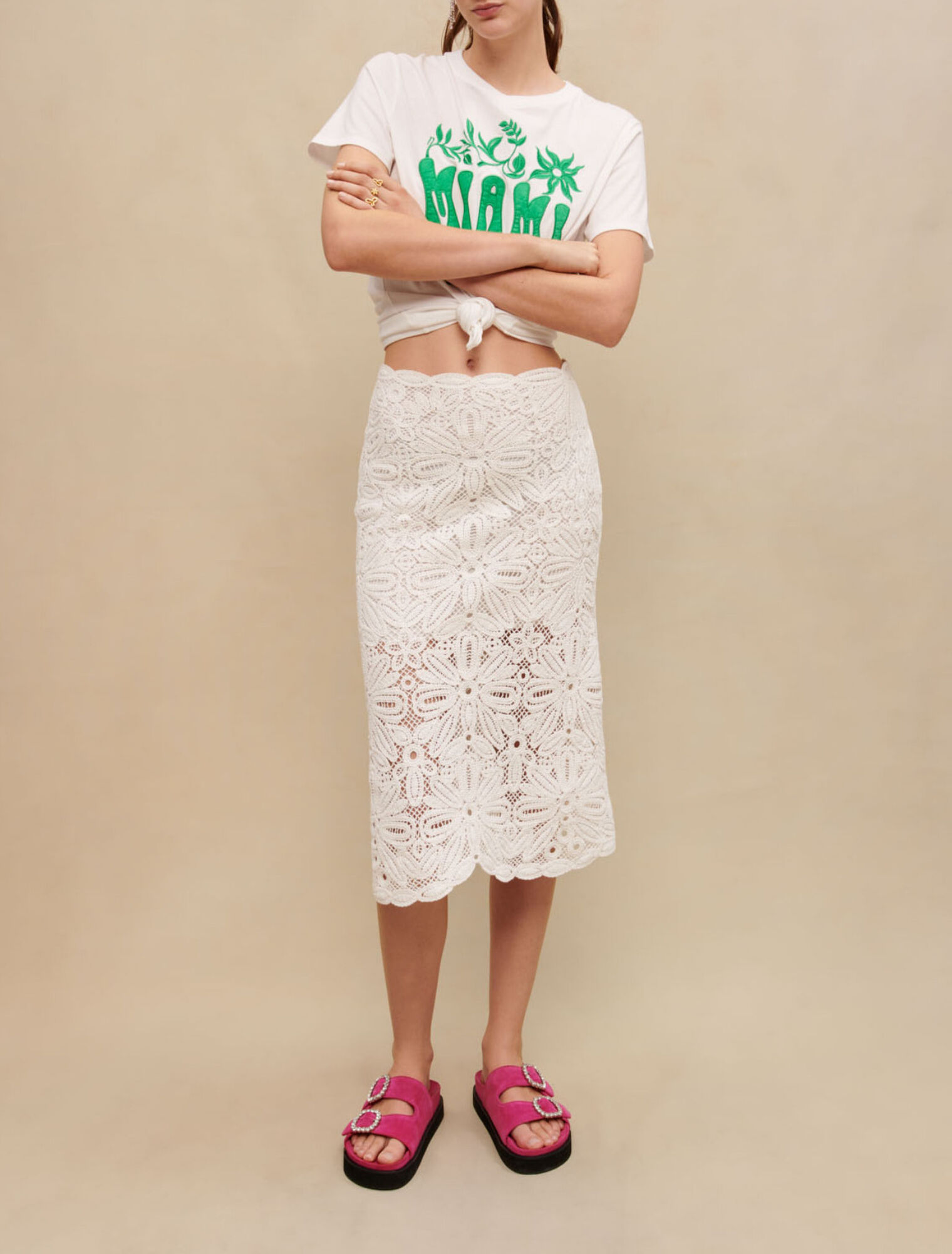 Jupe midi en maille