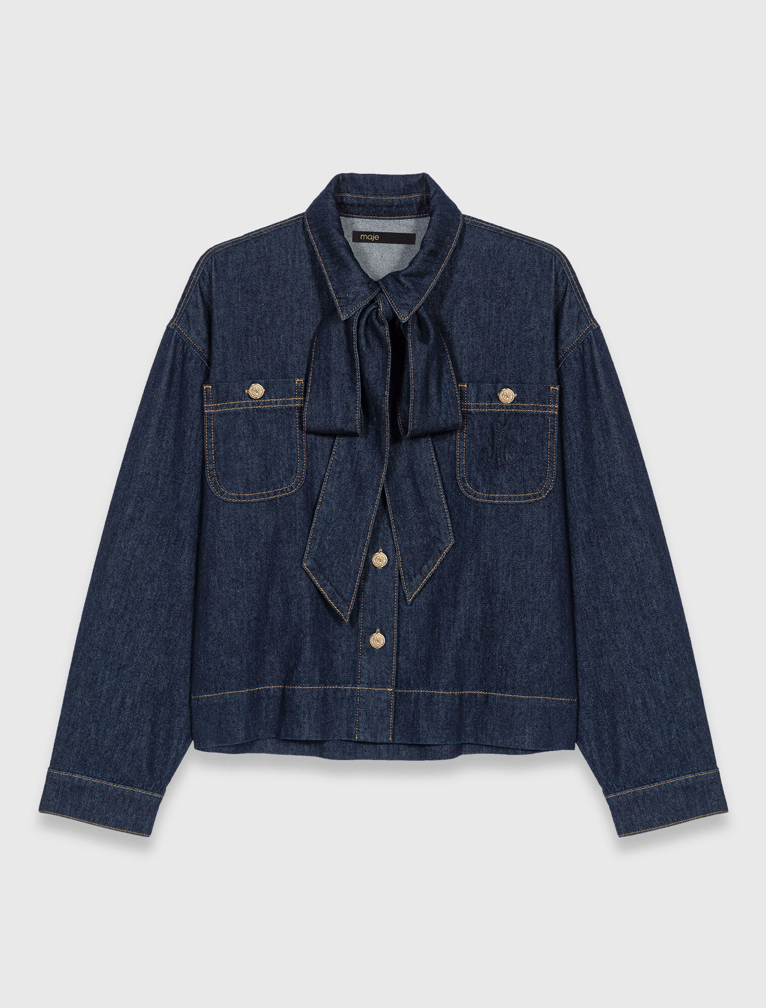 Denim jacket with bow