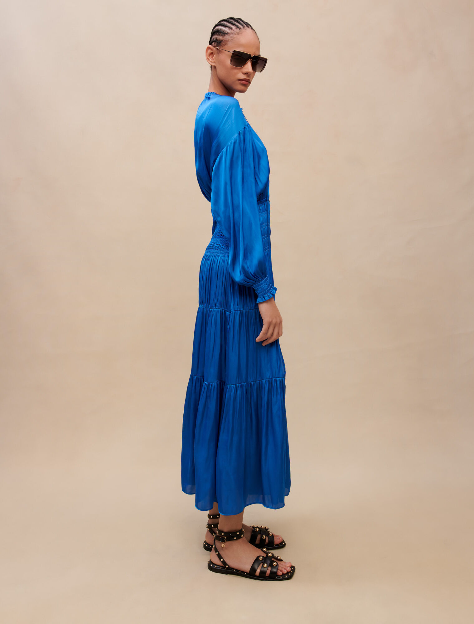 Robe longue satinée