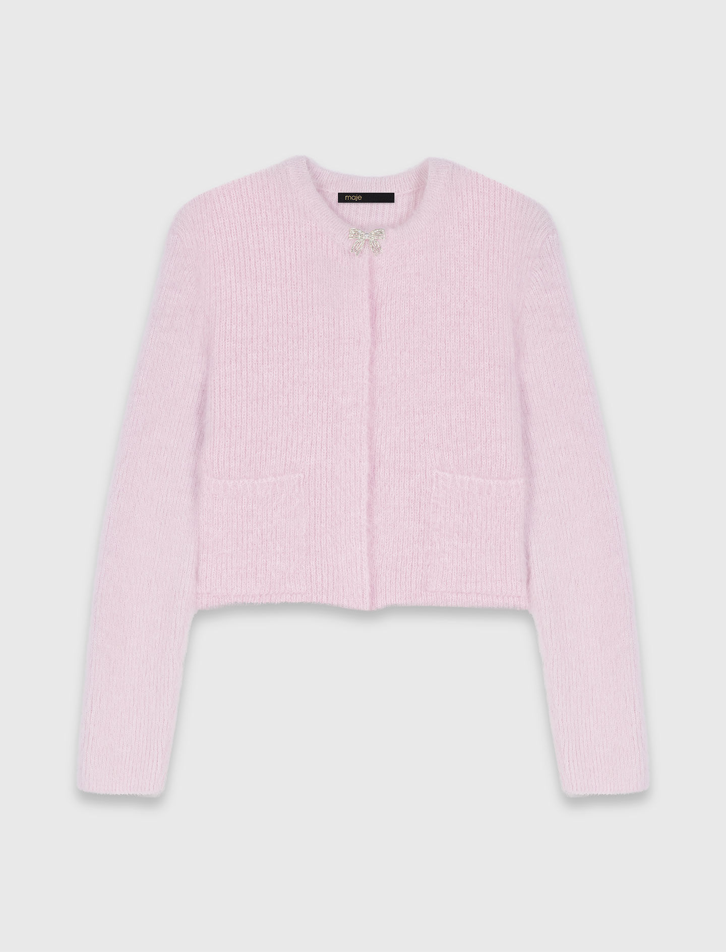 Jewelled bow cardigan Pink For Women | Maje