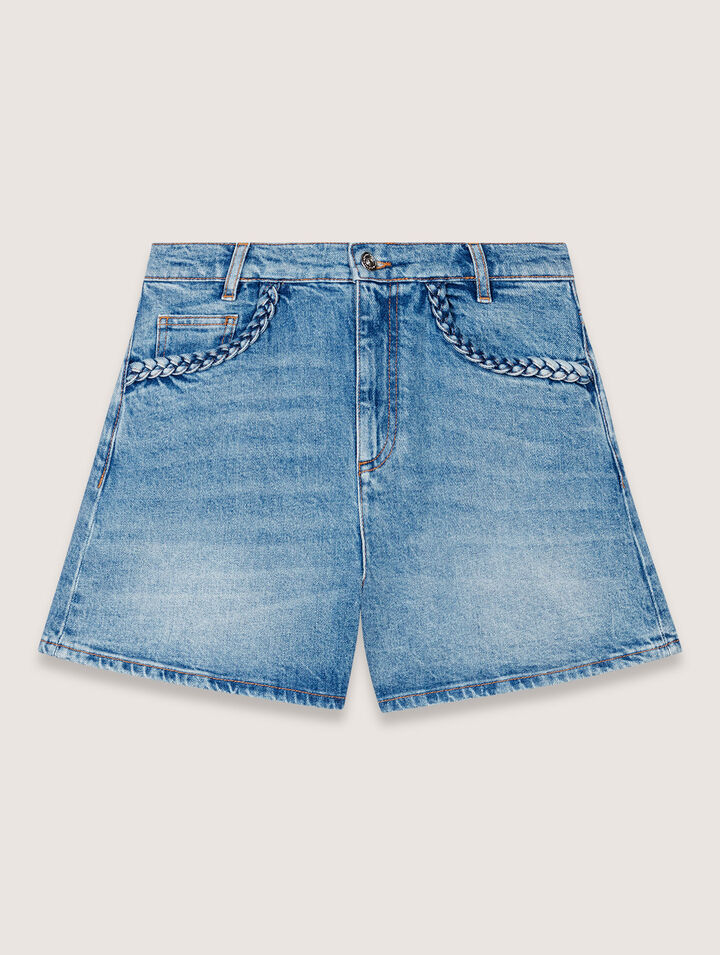 Short en denim et galons tressés