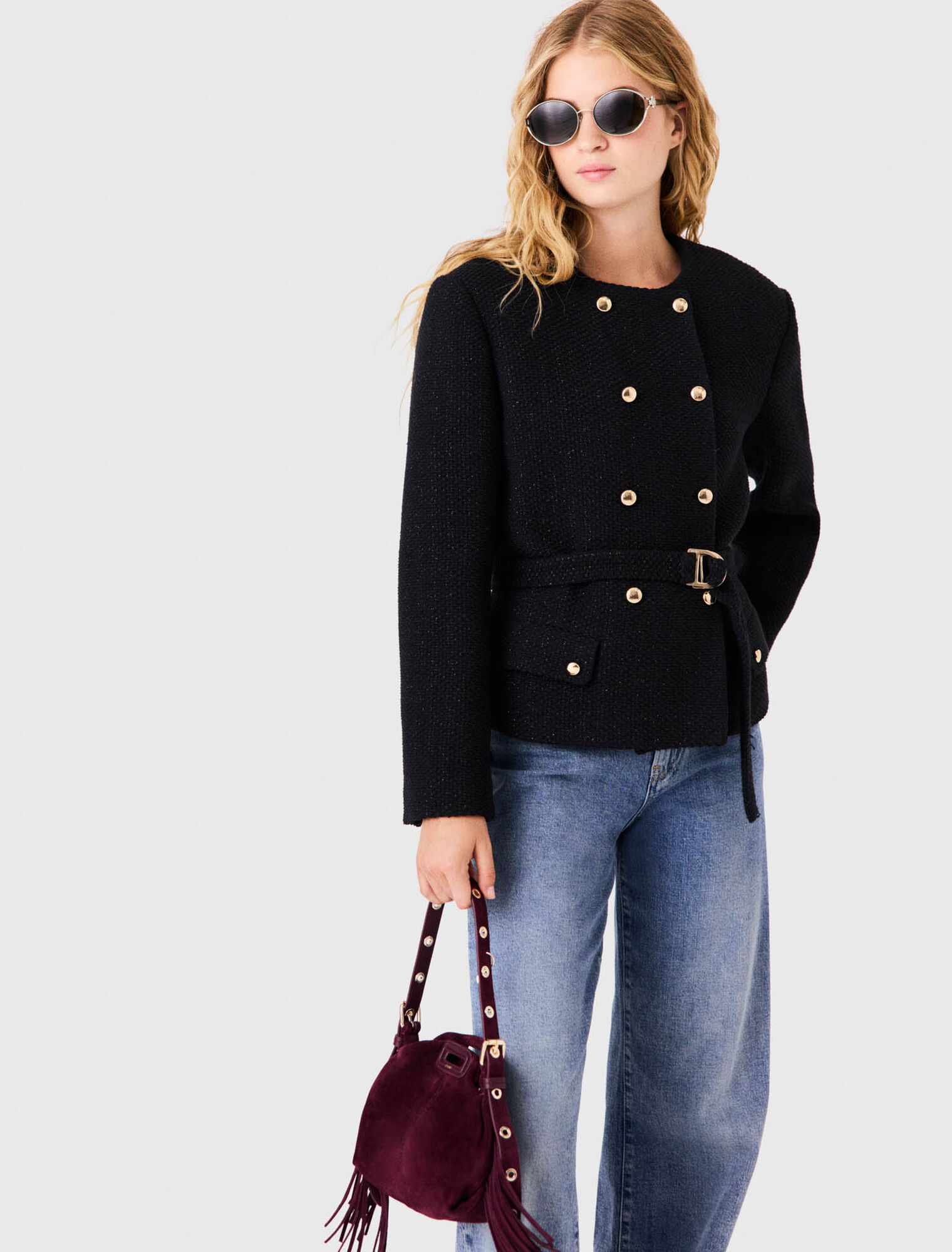Veste mi-longue double boutonnage