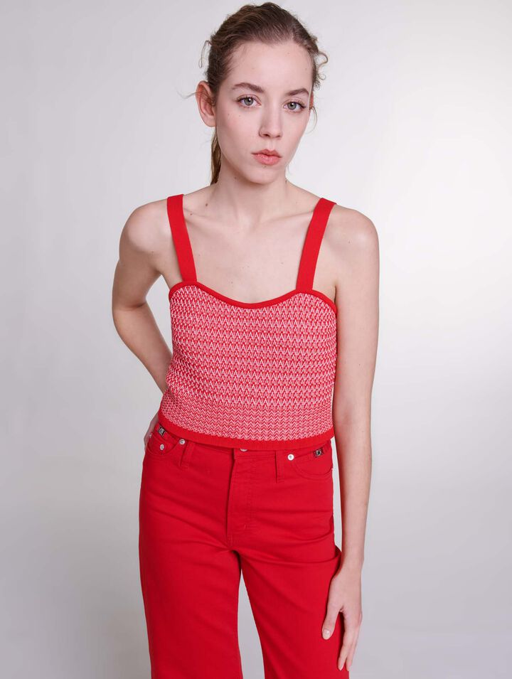 Twin set en maille motifs chevrons
