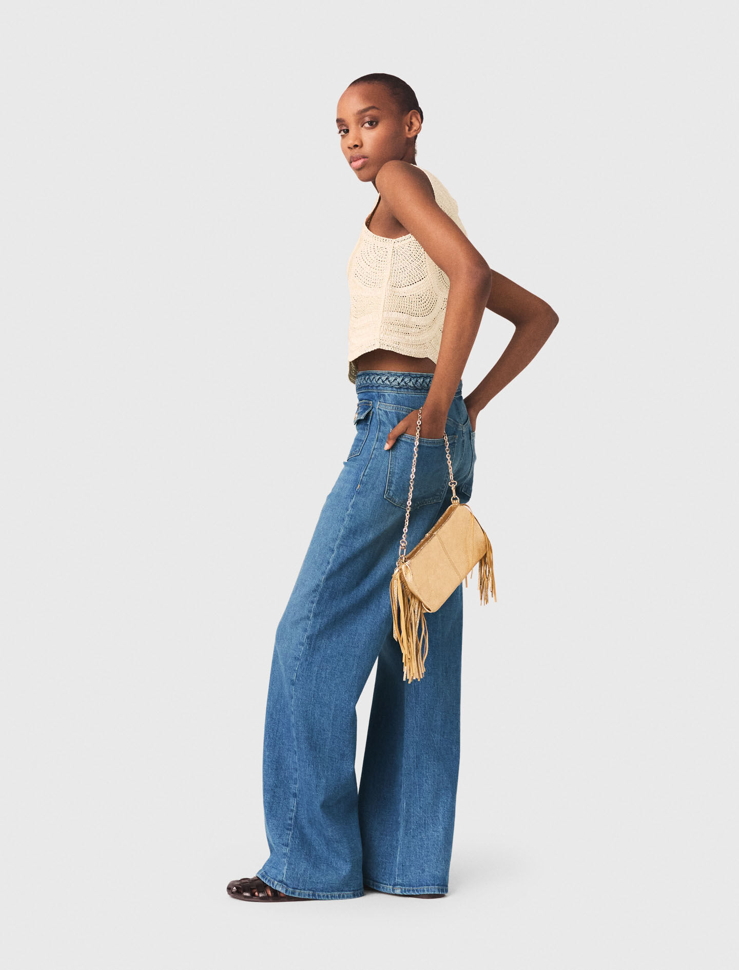 mm♡ Sleeveless crochet-knit top Natural For Women | Maje