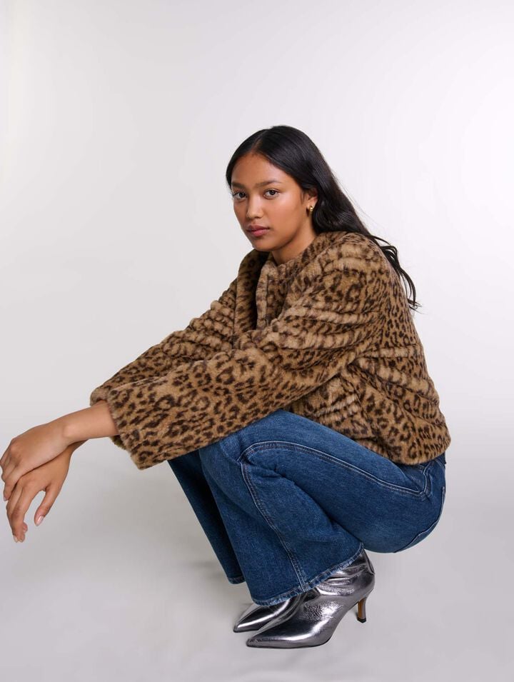 Veste courte en fausse fourrure