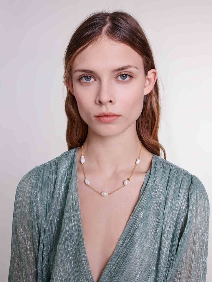 Robe à volants en lurex stretch