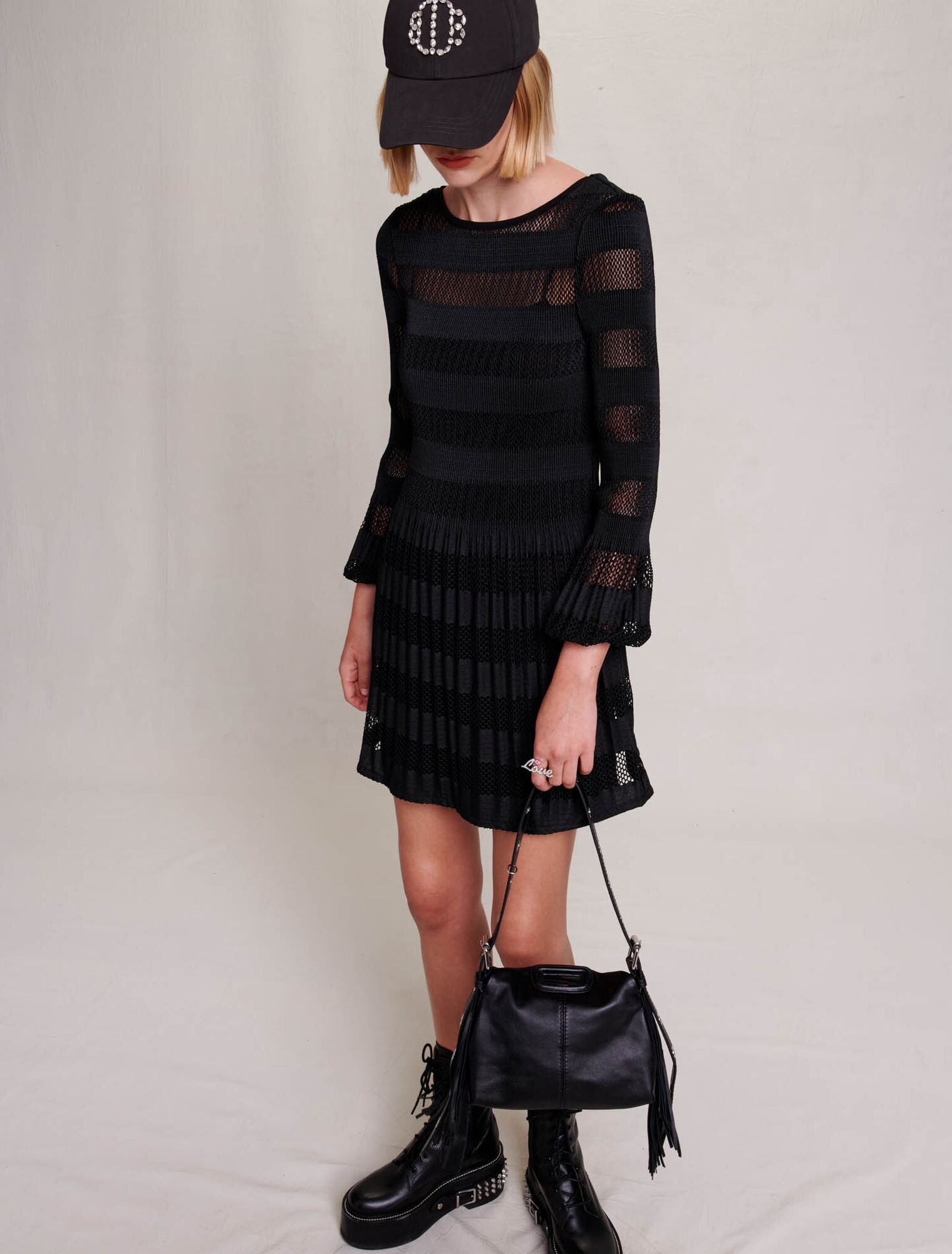 Short openwork knit dress