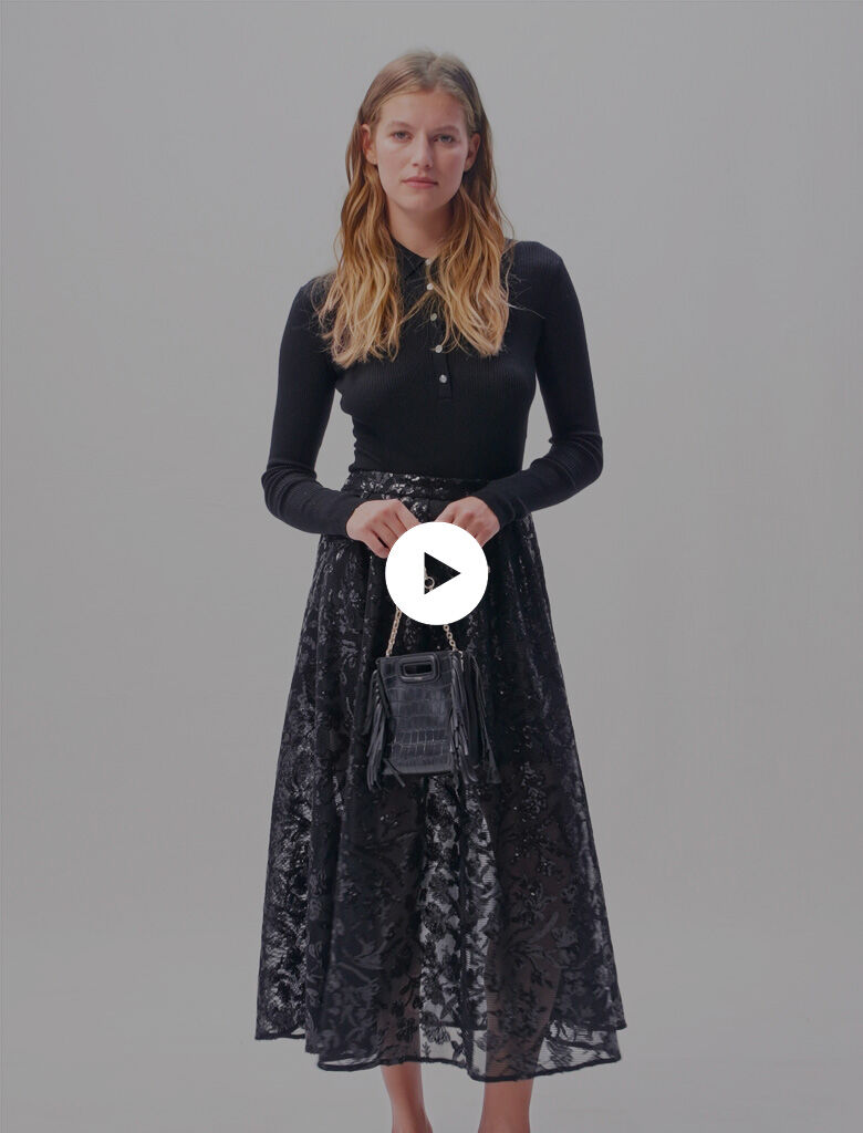 Sequin maxi skirt Black / Gray For Women | Maje