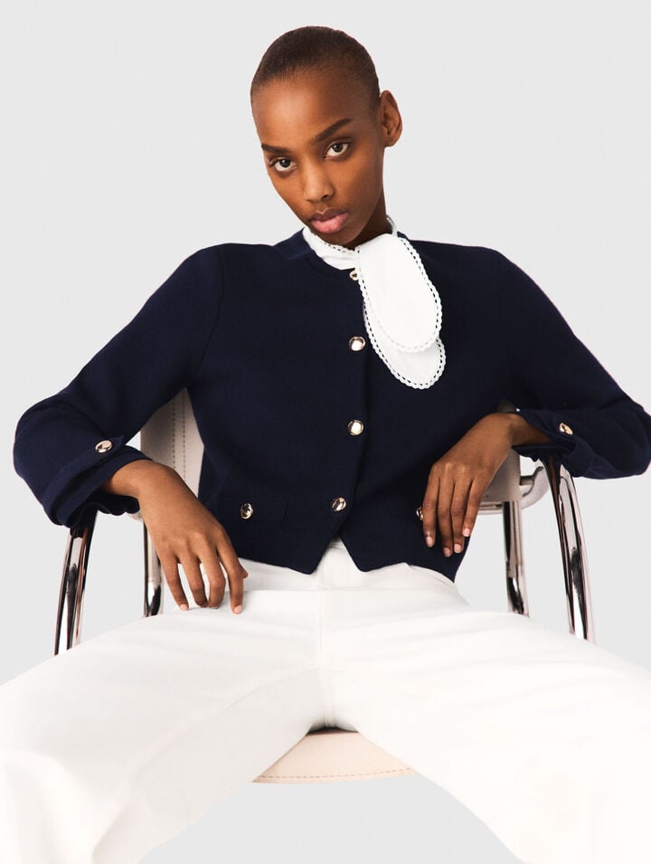 Cardigan avec col brod&eacute; amovible