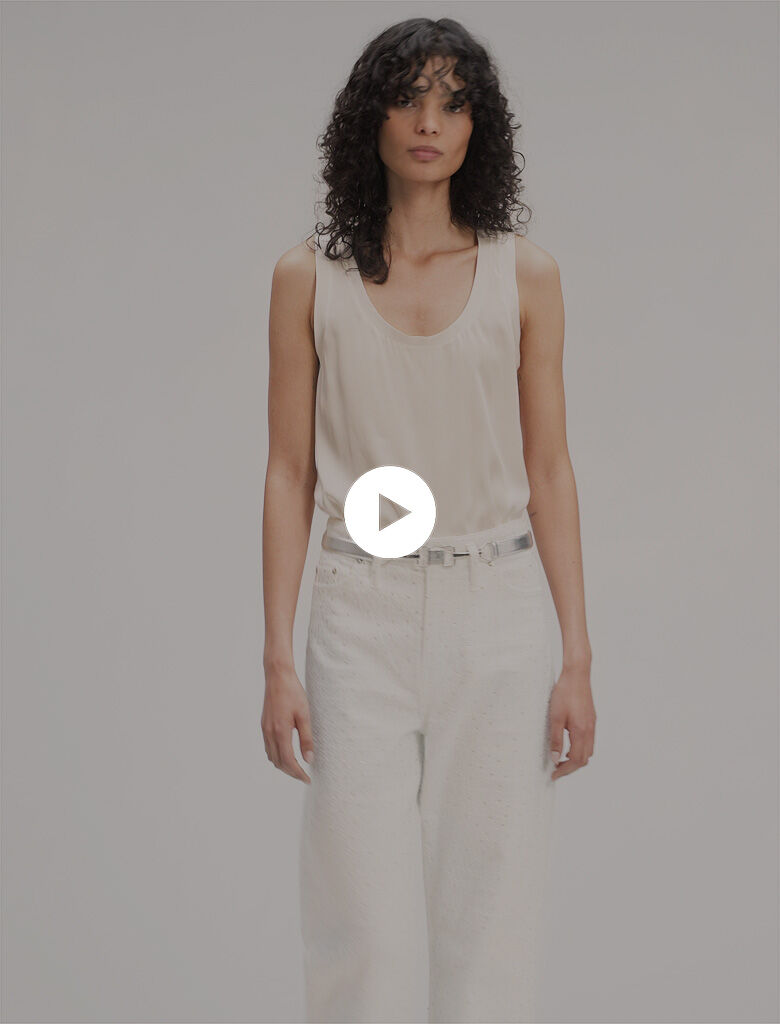 Wide-leg rhinestone jeans White For Women | Maje