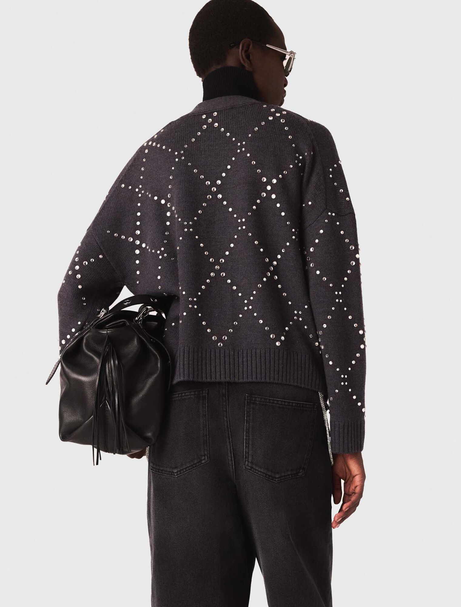 Cardigan à carreaux strassé