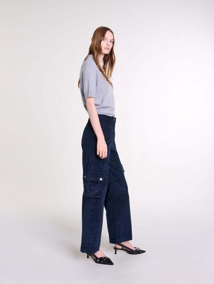 Velour cargo trousers