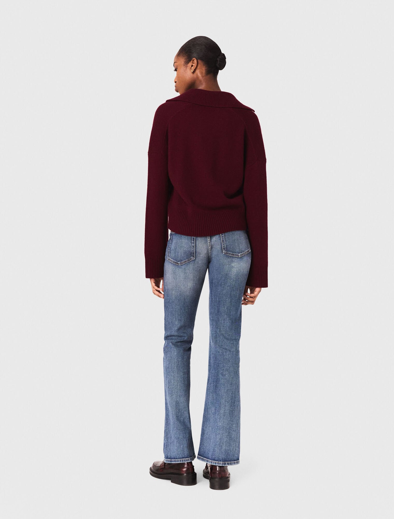 Open polo collar jumper