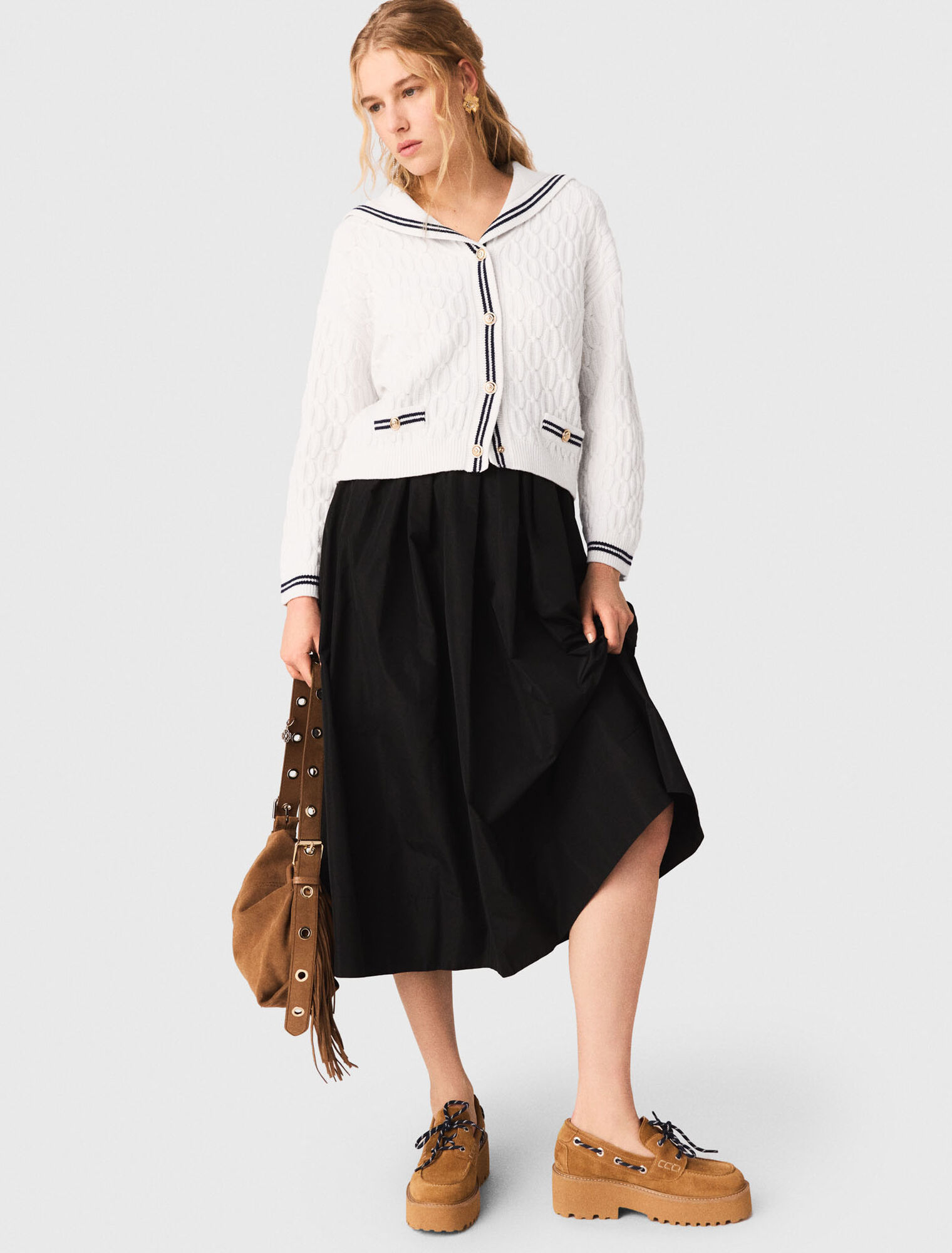 maxi skirt with contrast waistband