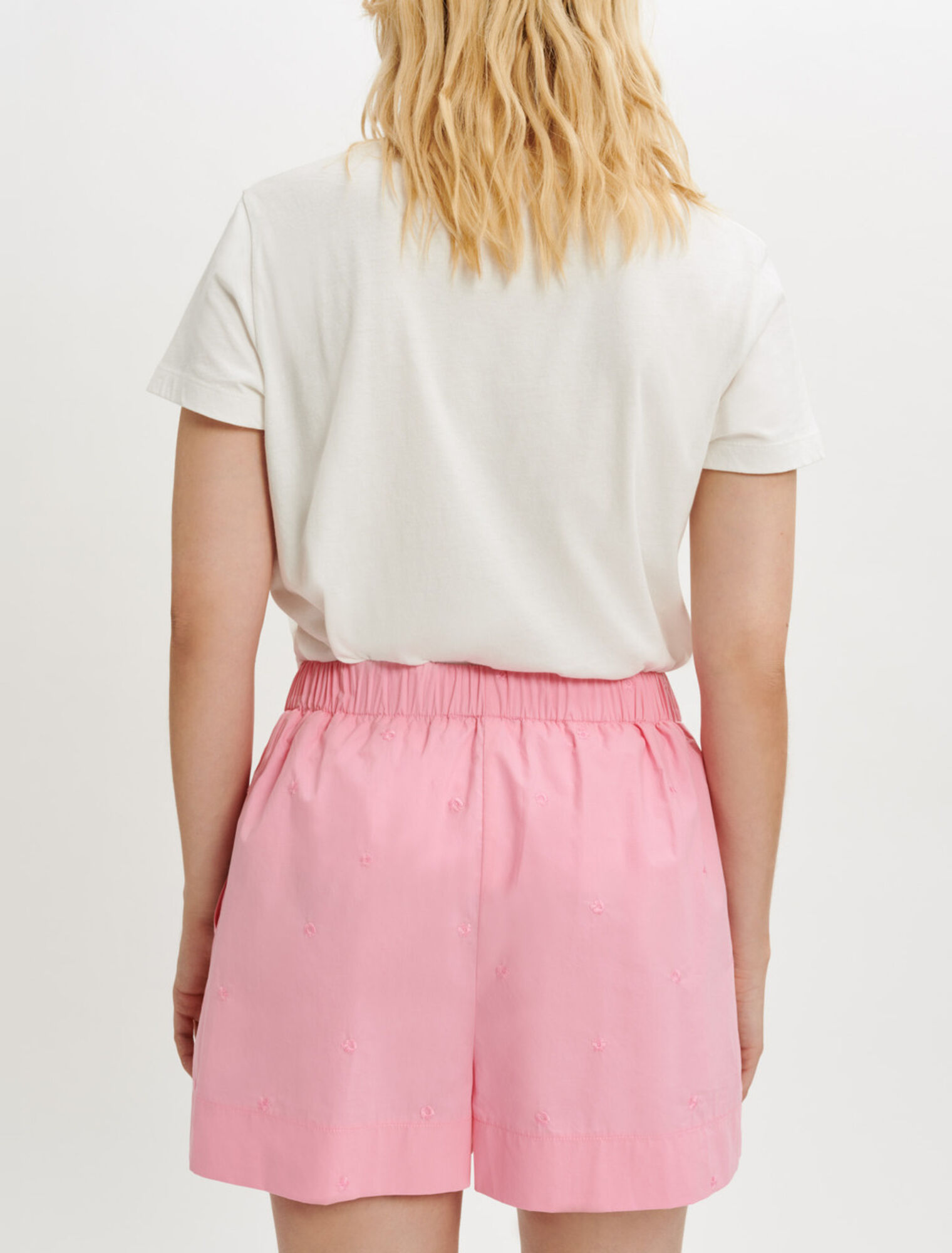 Short en popeline brodée