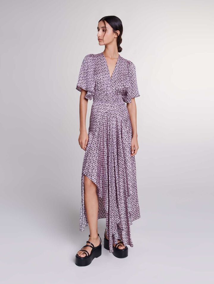Robe longue satinée imprimée