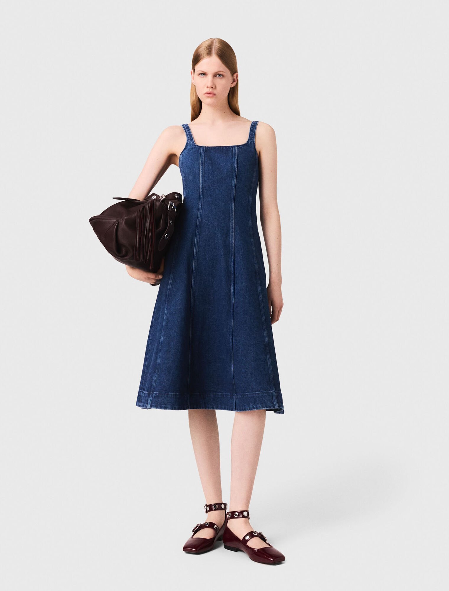 Maxi denim babydoll dress