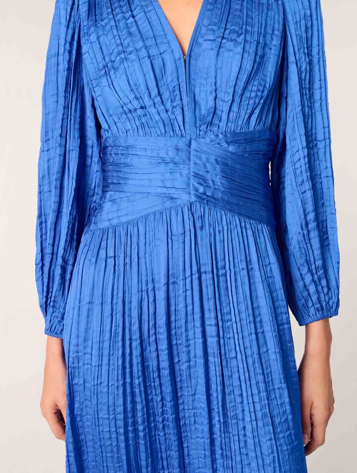 Pleated satin maxi dress