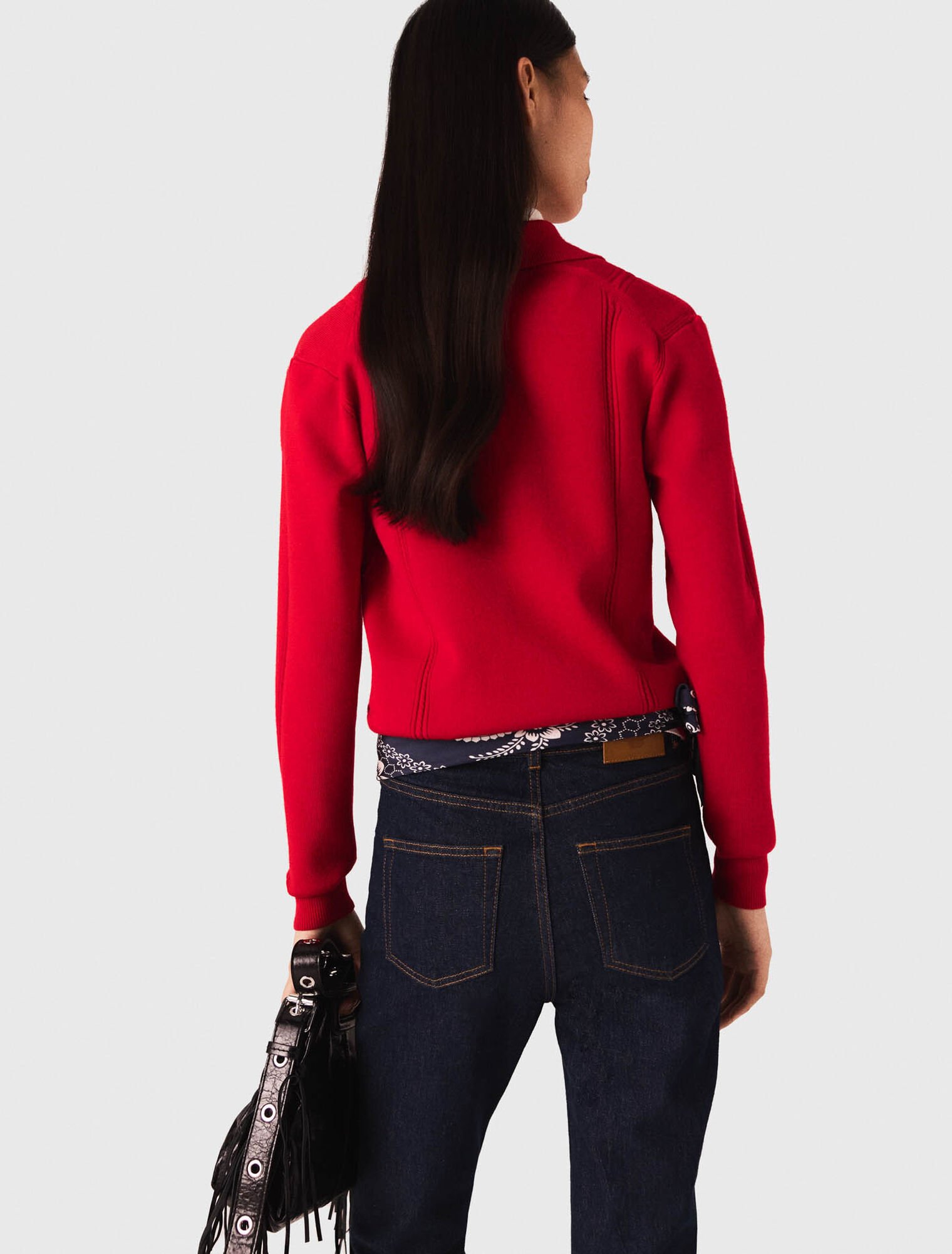 Polo collar sweater with embroidery