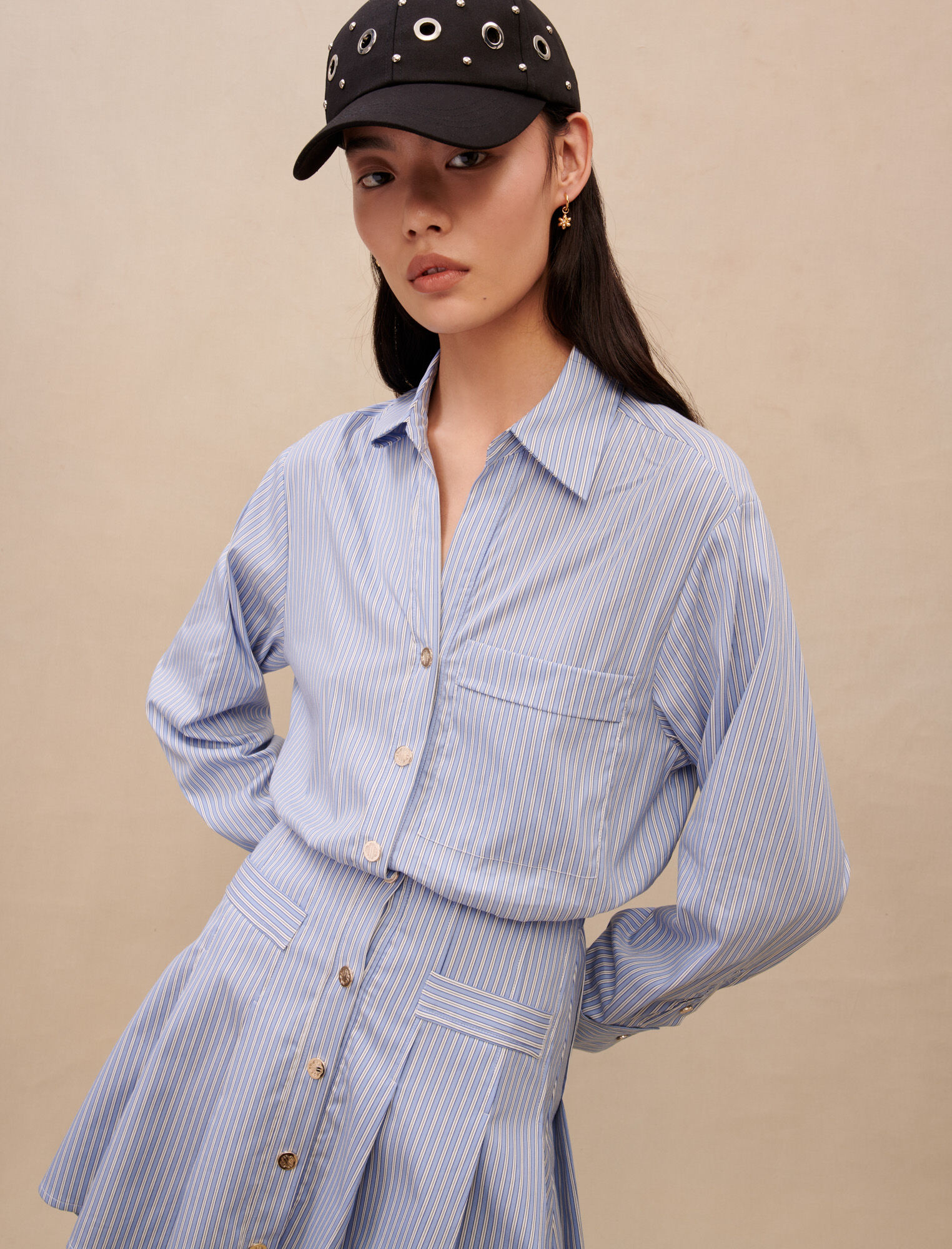 Maje striped shirt dress discount