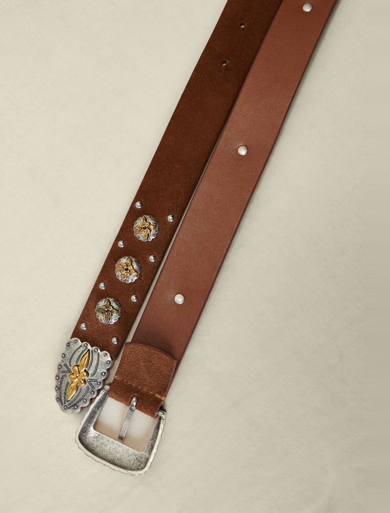 Ceinture western en cuir suède