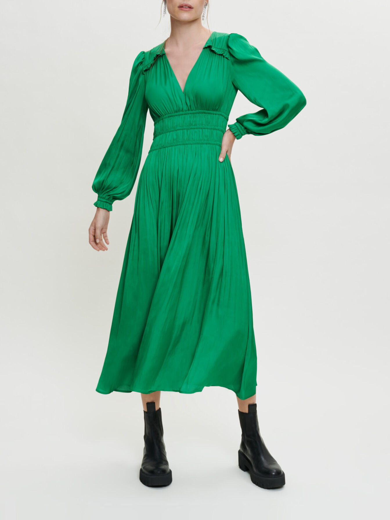 Maje robe longue verte clearance