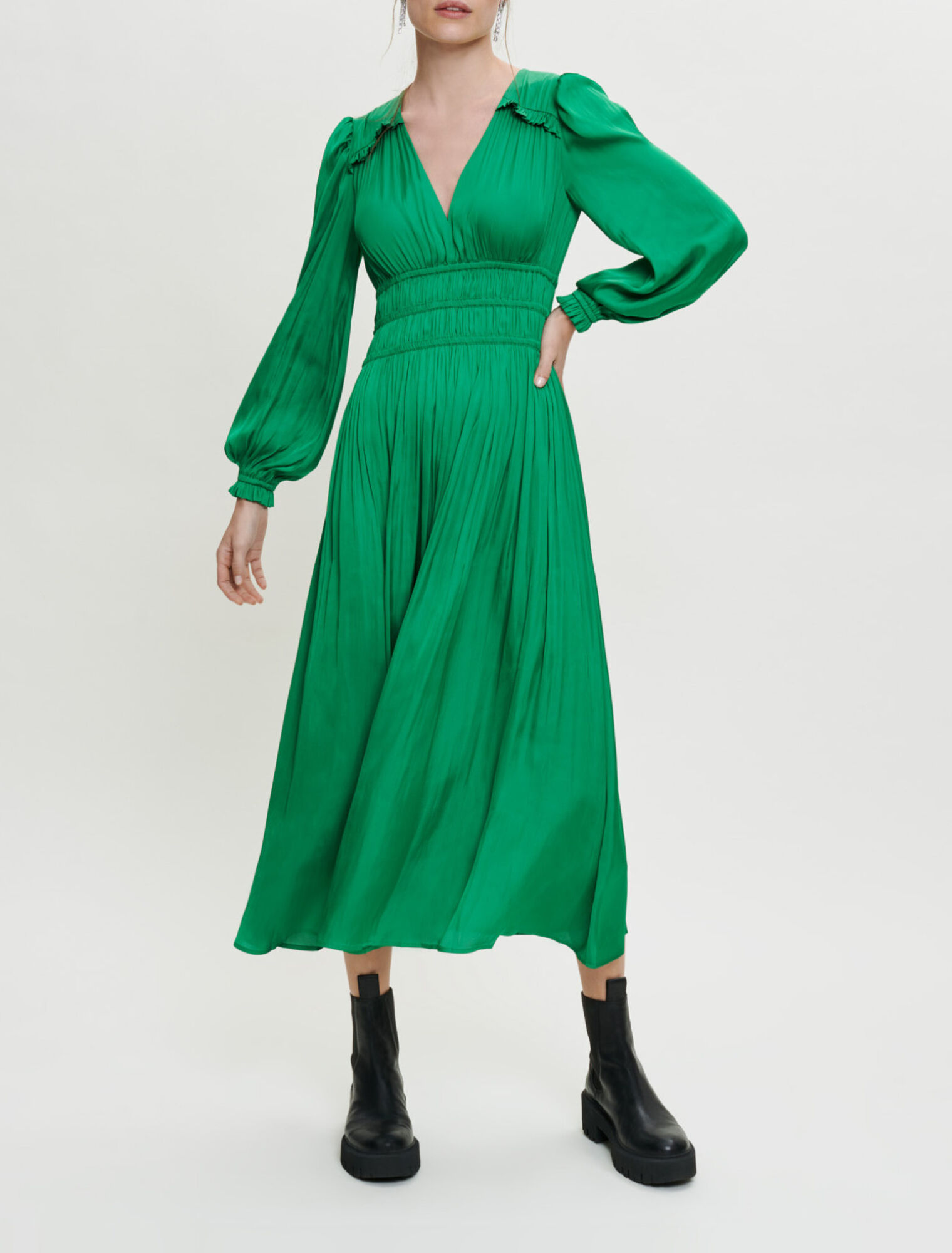 Long pleated effect dress