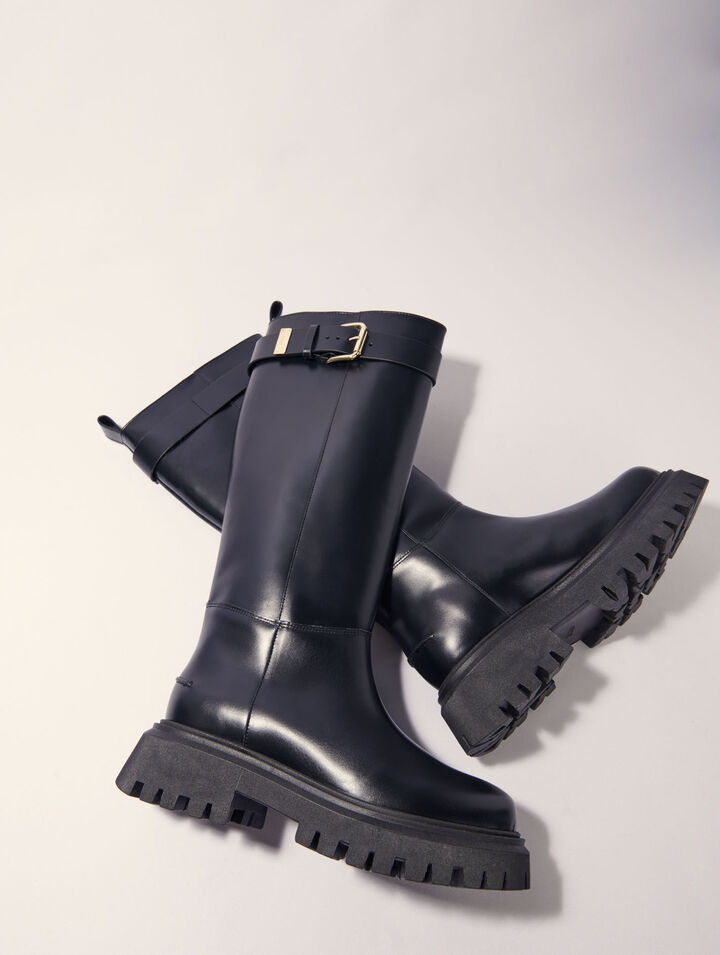 Bottes en cuir à boucle