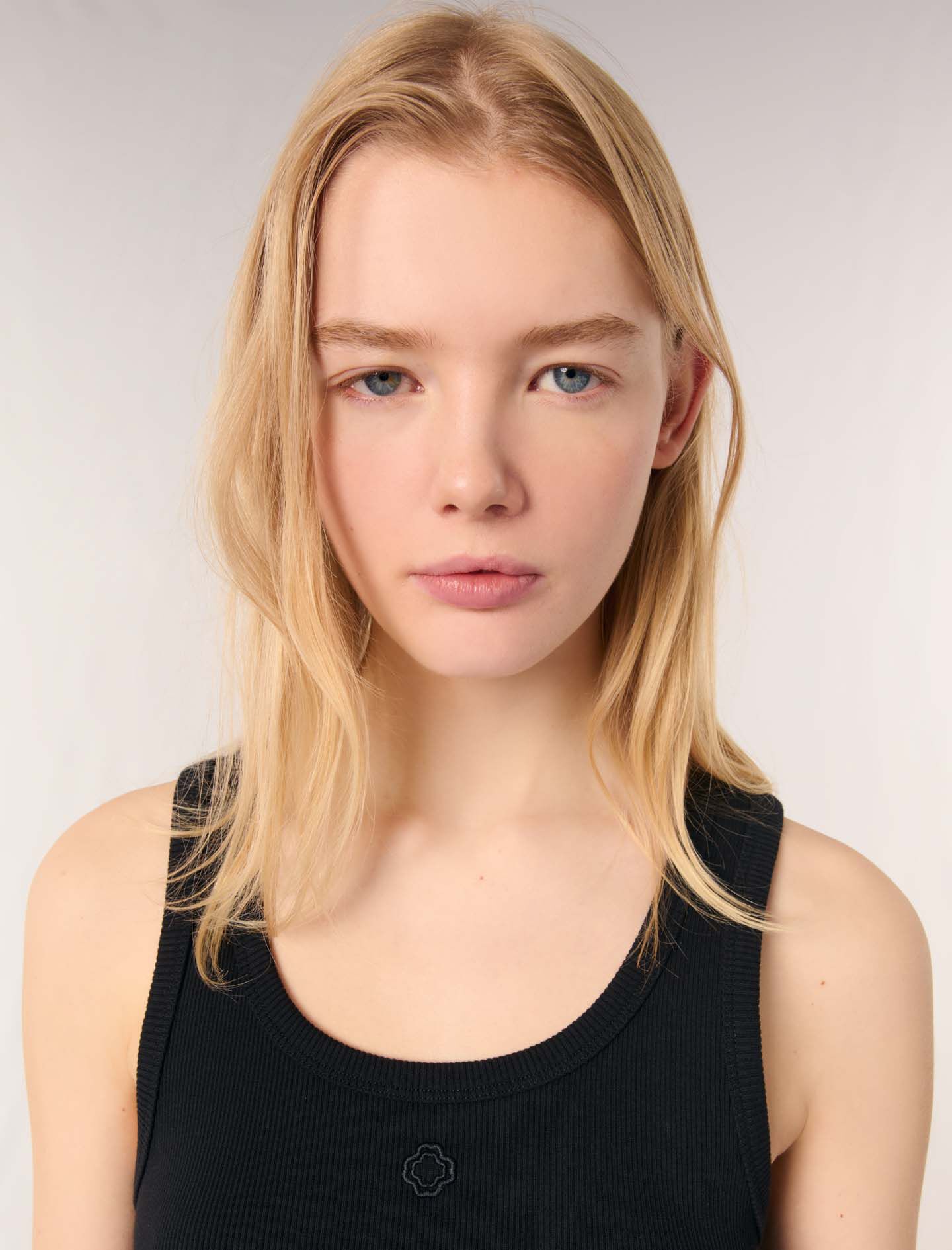 Rib knit tank top Black / Gray For Women | Maje