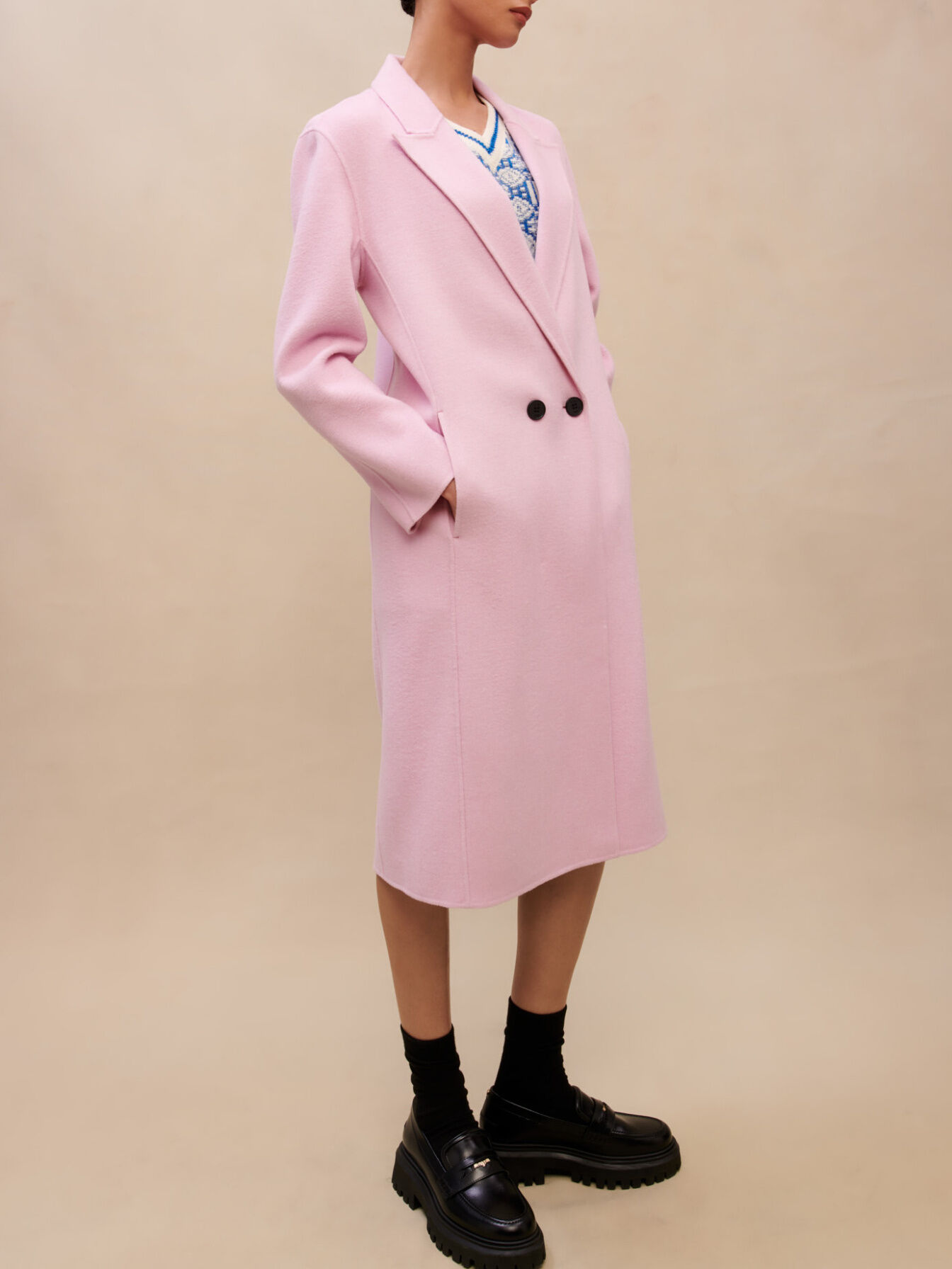 Pink wool coat Pink For Women | Maje
