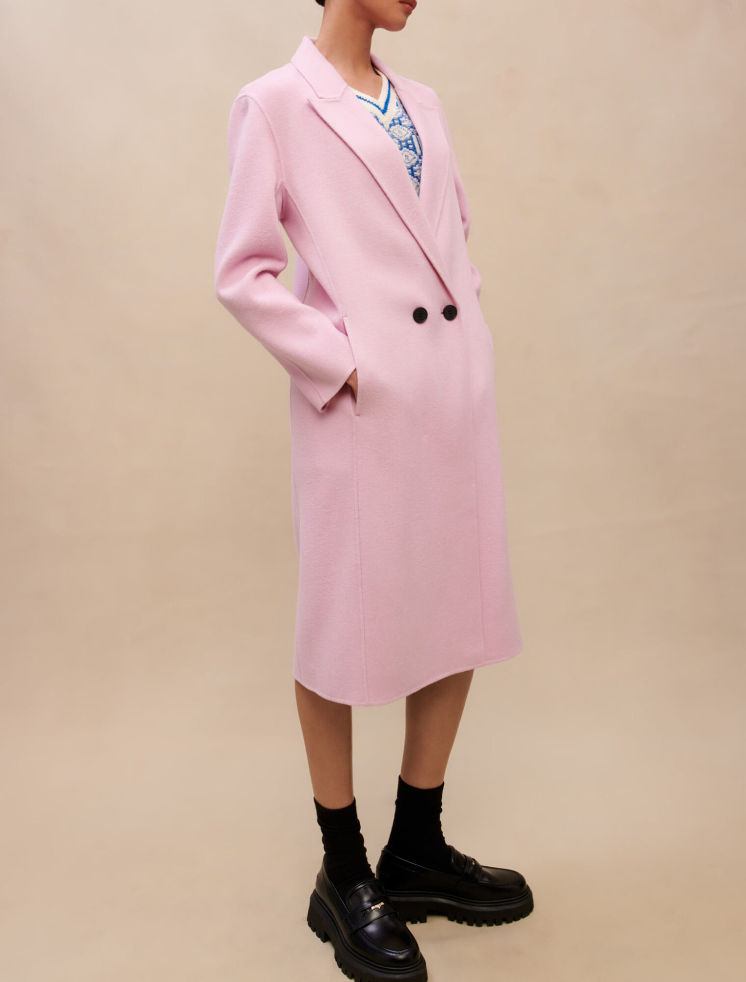 Pink wool coat