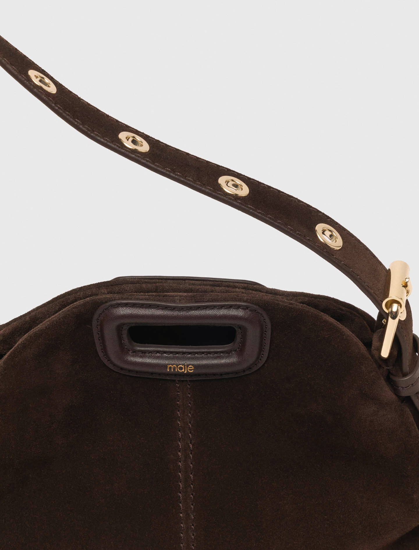 Miss M mini suede leather bag Brown For Women | Maje