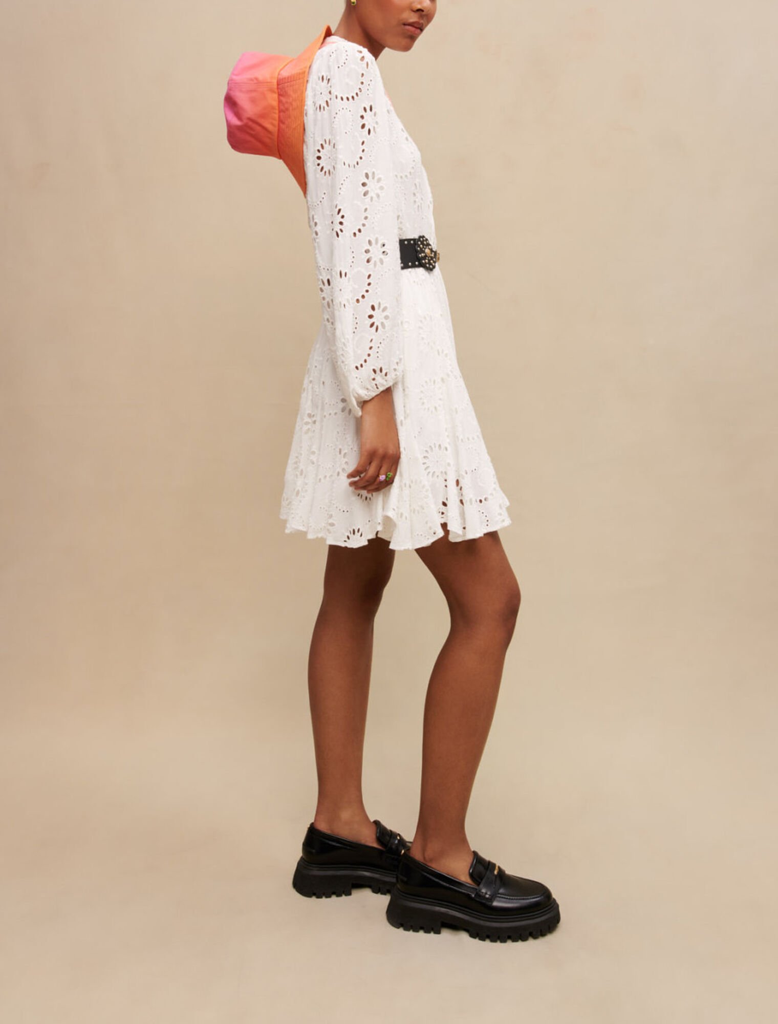 Embroidered ruffled dress