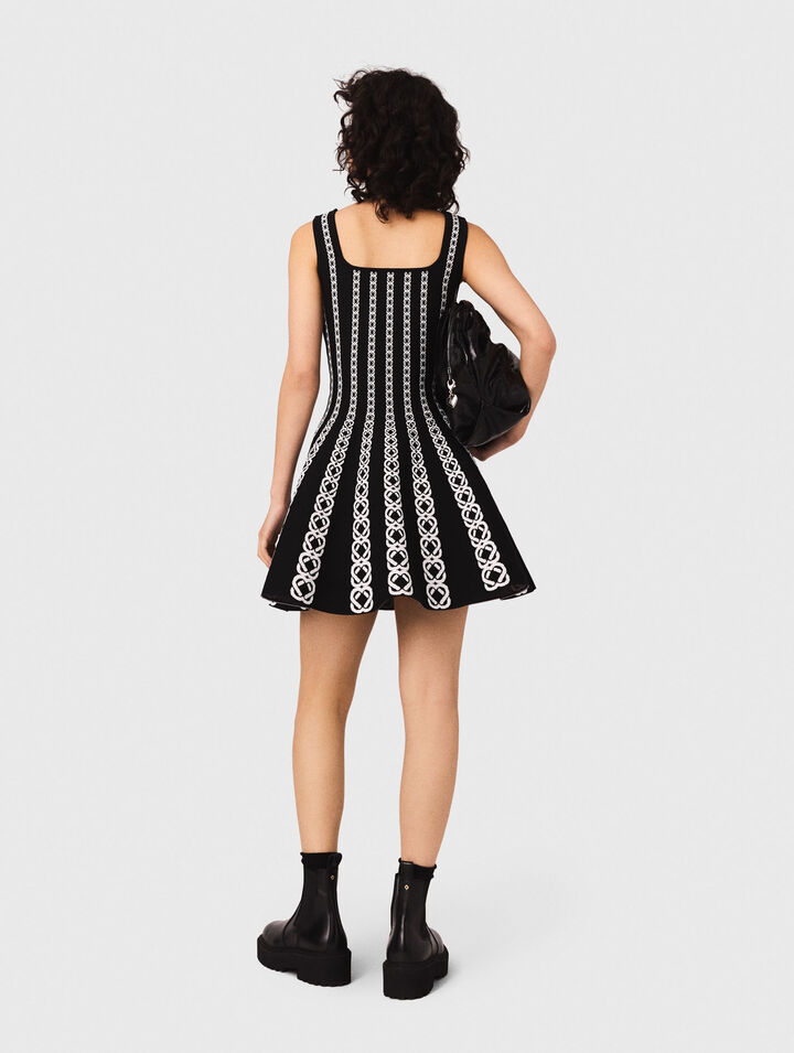 Robe courte en maille jacquard