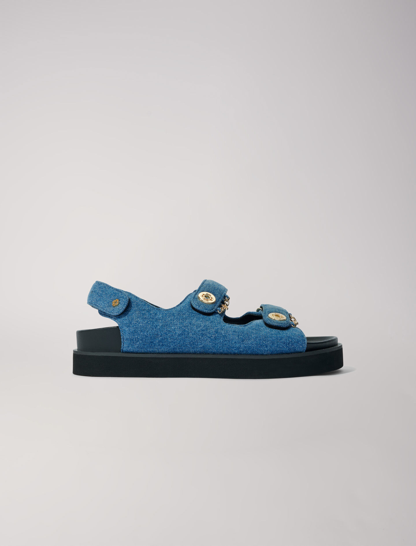Sandales plates en denim