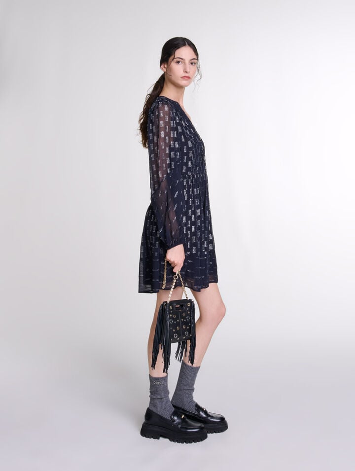 Robe courte pliss&eacute;e &agrave; imprim&eacute; fleurs