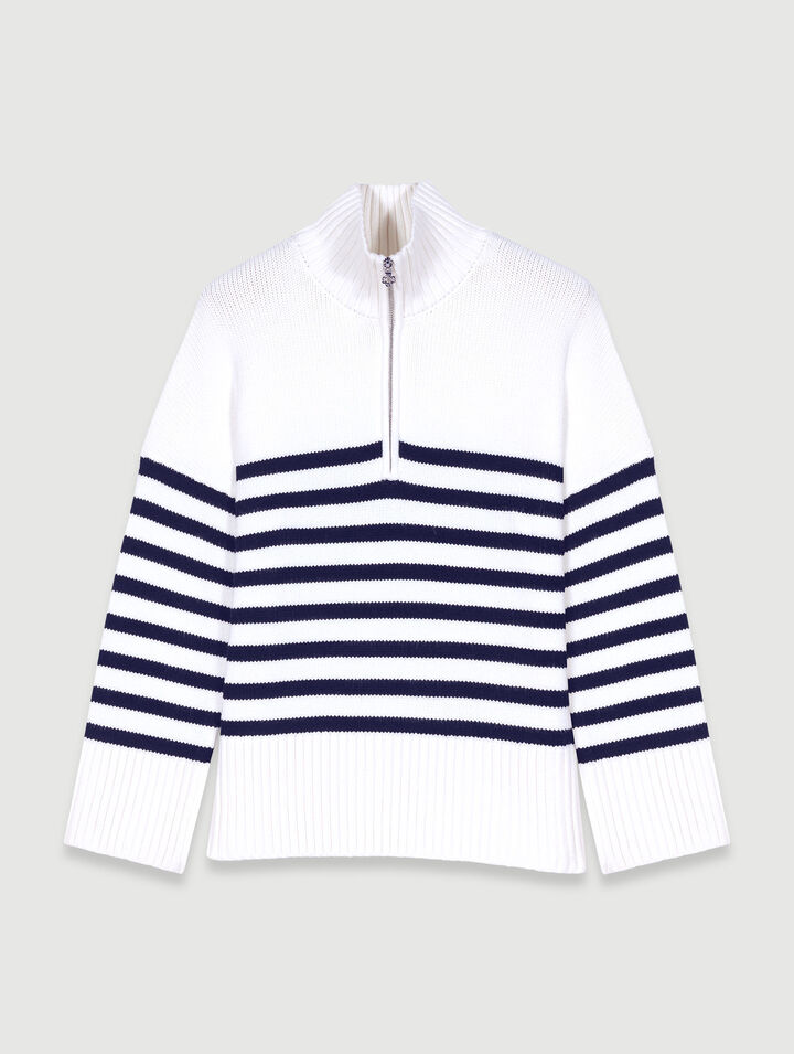 Pull marinière col zippé