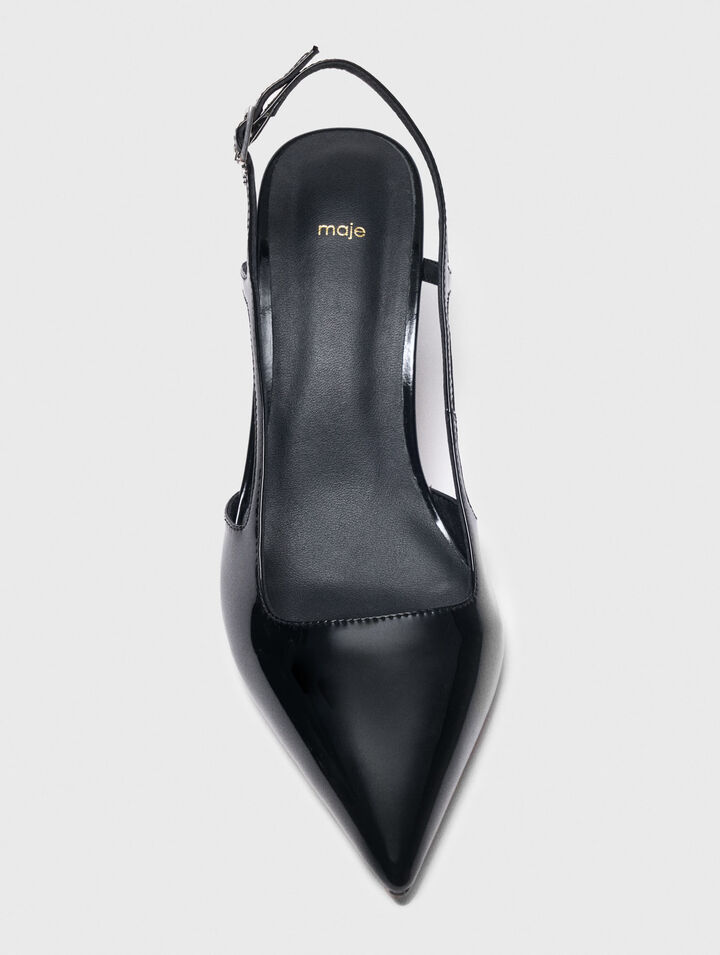 Patent leather slingback pumps